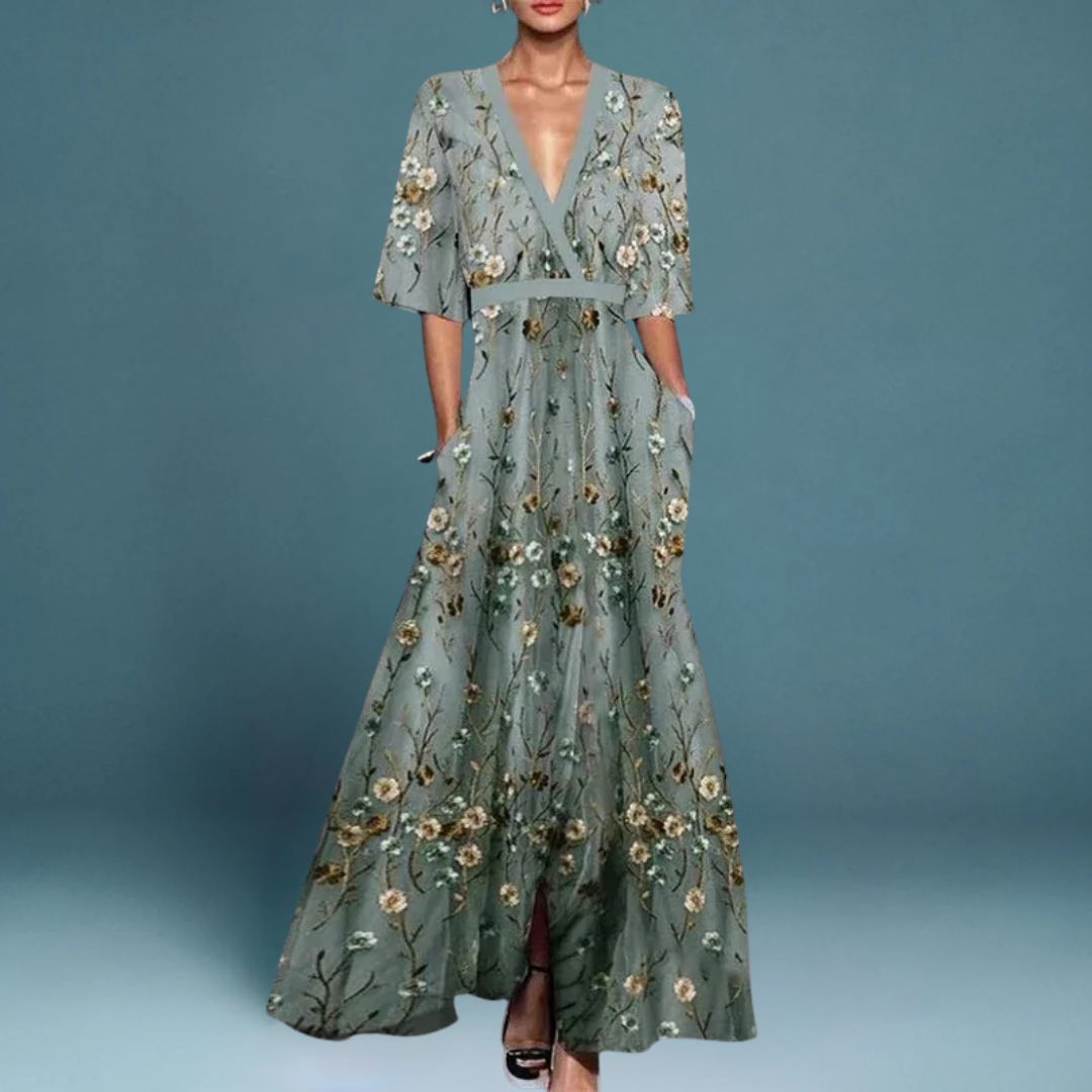 Sofía | Elegantiška Maxi Suknelė su Gėlėmis