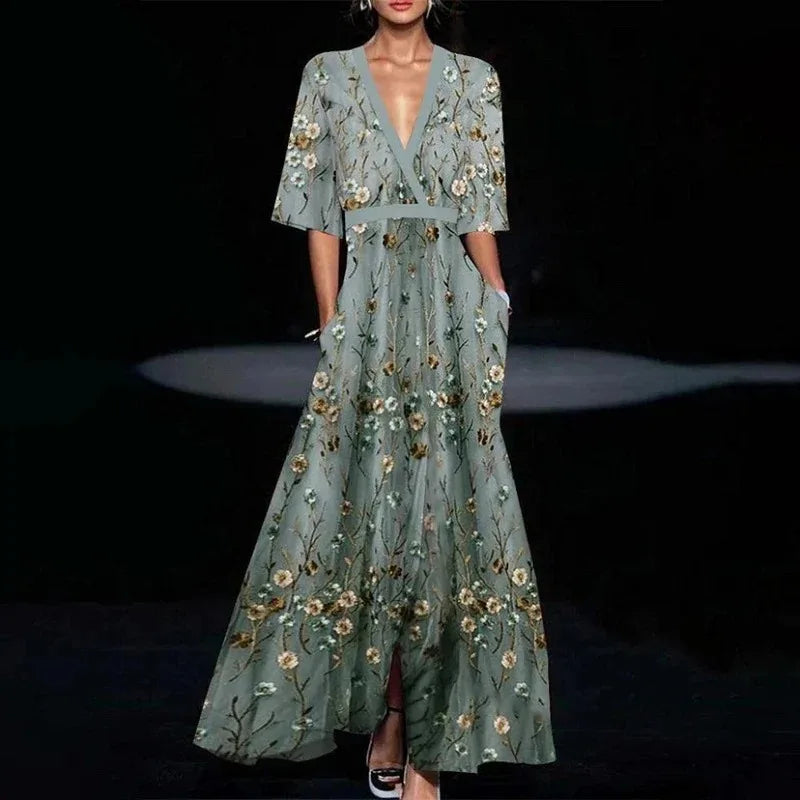Sofía | Elegantiška Maxi Suknelė su Gėlėmis